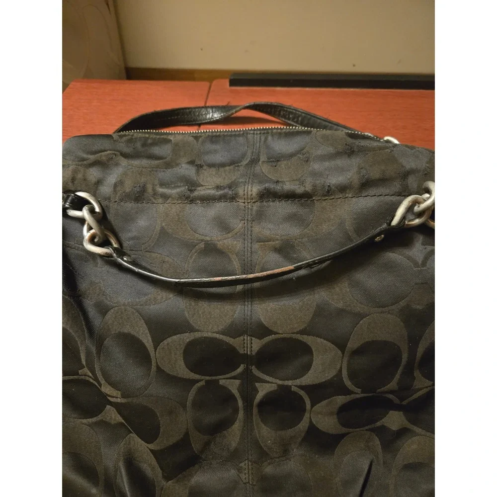 Coach Signature Mia Maggie Black Jacquard‎ Hobo Shoulder Bag F18619